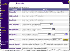 a range of standard reports